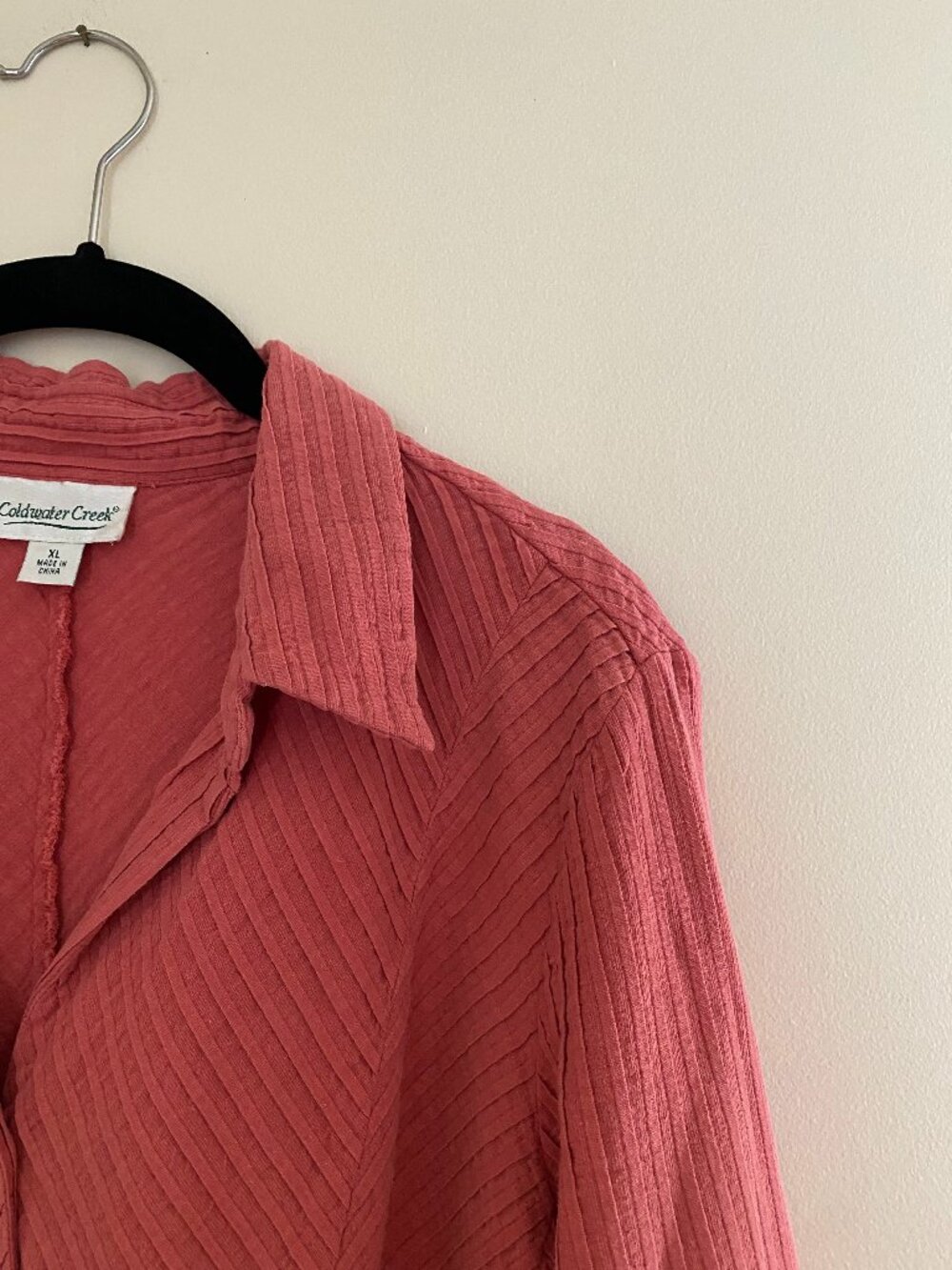 Textured Peach Long Sleeve Blouse